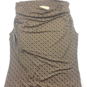 Brown Sleeveless Crowl Neck Top Geometric Pattern
